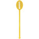 A yellow plastic oval stirrer with white text that says "Spirit" on the handle.
