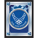 A framed blue and white United States Air Force logo.