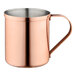 An Acopa copper Moscow Mule mug with a stainless steel handle.