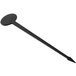 A black plastic oval stirrer with a point on one end.