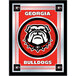 A white framed mirror with a red and black University of Georgia Bulldogs logo.