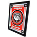A red and black framed mirror with a University of Georgia bulldog logo.