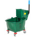 Lavex Janitorial 35 Qt. Green Mop Bucket & Side Press Wringer Combo Main Thumbnail 3