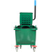 Lavex Janitorial 35 Qt. Green Mop Bucket & Side Press Wringer Combo Main Thumbnail 4