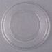 A clear plastic squat dome lid on a clear plastic plate.