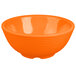 An orange Tablecraft melamine ramekin with a ribbed surface on a white background.