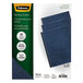 A pack of Fellowes navy grain textured binding system covers in blue.