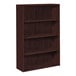 A dark brown wooden HON 10500 Series bookcase with four shelves.