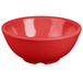 A red Tablecraft melamine ramekin with ribbed sides on a white background.