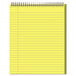 A yellow lined Cambridge wirebound legal rule notebook with metal spirals.