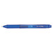 A blue Pentel EnerGel-X retractable roller gel pen with a blue barrel and black tip.
