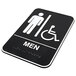 A black and white Vollrath Handicap Accessible men's restroom sign with a person and wheelchair symbol.