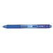 A blue Pentel EnerGel-X retractable gel pen with a blue cap and tip.