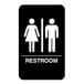 A black and white Vollrath restroom sign with a man and woman symbol and white letters.