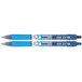 Two Pilot B2P pens with blue ink and assorted barrel colors.