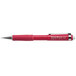 A red Pentel Twist-Erase III mechanical pencil with a silver tip and black accents.