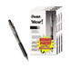 A box of 36 black Pentel WOW! retractable ballpoint pens with black barrels and black ink with one pen displayed.