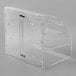 A clear plastic box with a curved top and two doors.