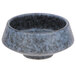 A close-up of a blue Biseki stoneware bowl with a black and gray design.
