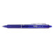 A Pilot FriXion Clicker blue pen with a silver clip.