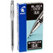 A blue box with a drawing of a Pilot G-TEC-C Ultra Black Gel Ink Pen on it.