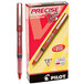 A box of 12 Pilot Precise V5 red rollerball pens with red ink.