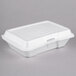 Dart 206HT1PR 9" x 6" x 3" White Foam Shallow Rectangular Take Out Container with Perforated Hinged Lid and Embossed Prosperity Design - 200/Case Main Thumbnail 2
