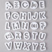 A set of white plastic alphabet and number cookie cutters.
