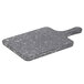 A grey faux marble melamine serving board with a handle.