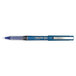 A Pilot Precise V7 blue roller ball pen with a clear cap and blue tip.