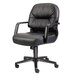 A black HON Pillow Soft leather office chair with arms.