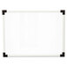A white board with a black frame.