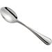 An Acopa Edgeworth stainless steel dinner/dessert spoon with a silver handle.