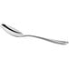 An Acopa Edgeworth stainless steel teaspoon with a silver handle on a white background.