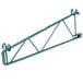 A green Metro SmartWall G3 double shelf support beam with hooks.