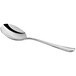 An Acopa Landsdale stainless steel bouillon spoon with a silver handle.