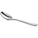An Acopa Landsdale stainless steel demitasse spoon with a silver handle on a white background.