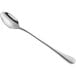 An Acopa stainless steel iced tea spoon with a long handle and a silver spoon.