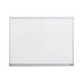 A white melamine dry-erase board with a satin-finished frame.