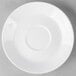 A Libbey Basics bright white porcelain saucer with a circle in the middle.