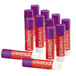 A close-up of a group of Universal purple glue sticks with purple caps.