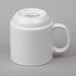A Libbey bright white porcelain mug with a handle.