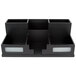 A Victor black wood desktop organizer with 6 sections.