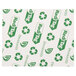A white rectangle with a green and white Recycled tag and green and white Recycle logo.