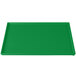A green rectangular cast aluminum tray with a white border.