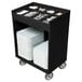 Cambro TC1418110 Black Tray and Silverware Cart with Pans and Vinyl Cover - 32" x 21" x 46" Main Thumbnail 1