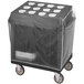 Cambro TC1418110 Black Tray and Silverware Cart with Pans and Vinyl Cover - 32" x 21" x 46" Main Thumbnail 2