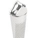 A close-up of a Fox Run stainless steel nutmeg grater with holes on the side.