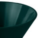 A Tablecraft hunter green cast aluminum serving bowl with a black rim.