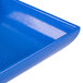 A blue rectangular Tablecraft cast aluminum platter with blue speckles.